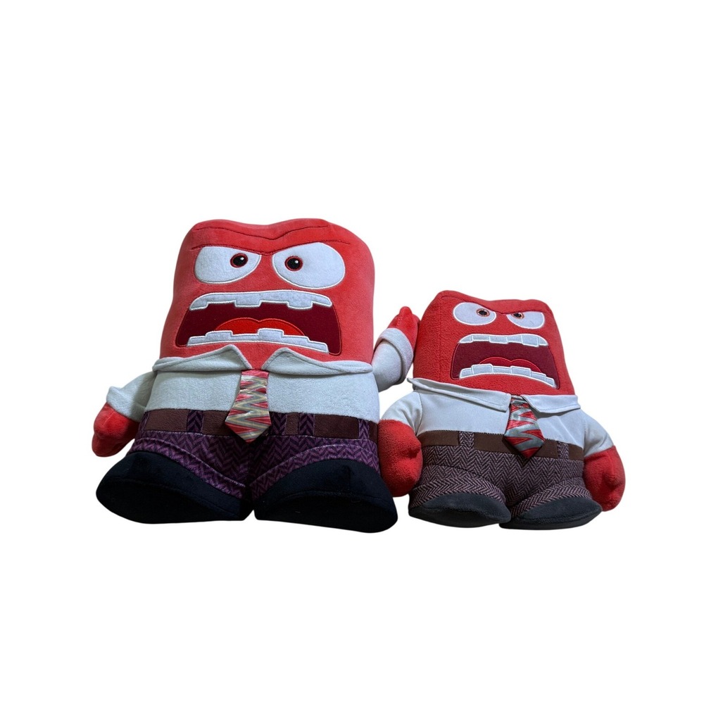 LOT OF 2 Disney Pixar Inside Out Anger Plush 9" & 12" Red Movie Collectible
